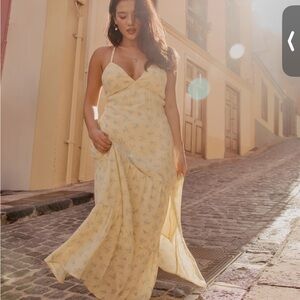 Hollister Butter Yellow Floral Maxi Dress